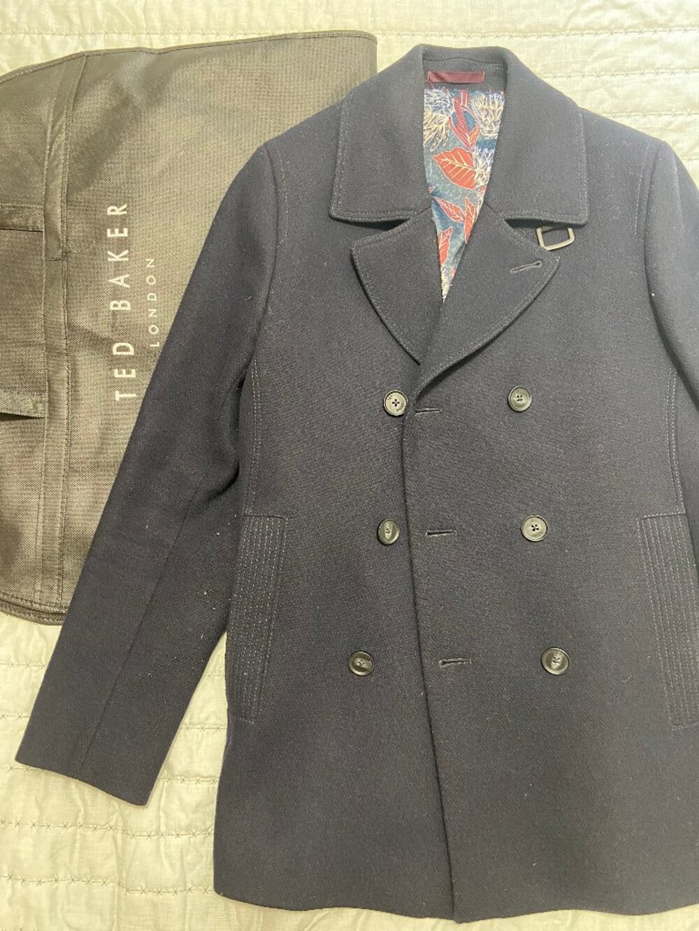 Ted Baker London men wool navy peacoat size 3 (US size M)